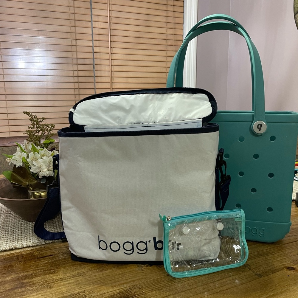 Turquoise and Caicos Baby Bogg Bag with Bogg Brrr cooler bag